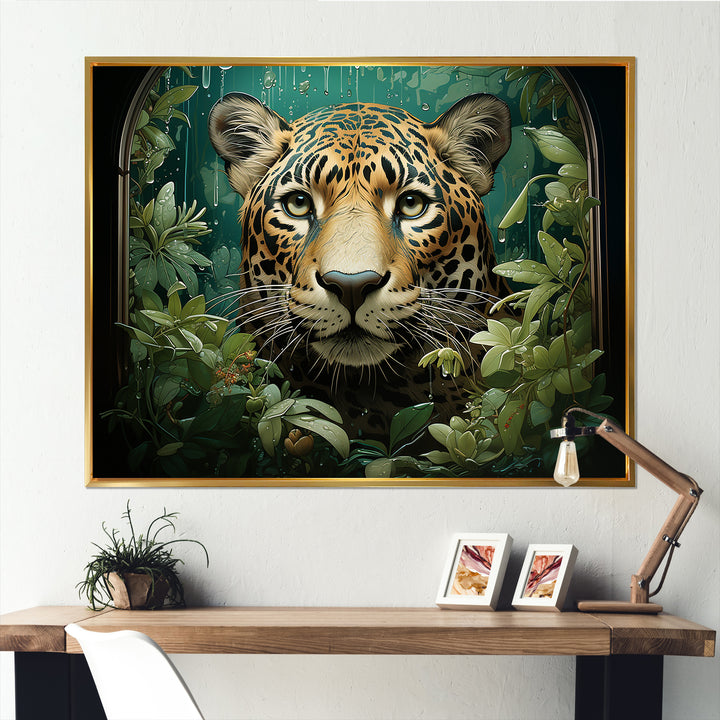 Joyful Jaguar In Jungle - Leopard Bedroom Wall Art