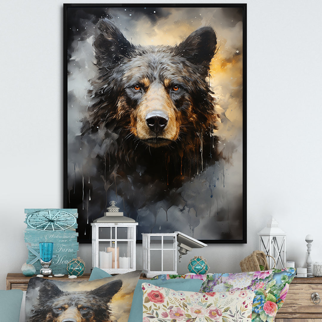 A Noir Bear On Dramatic Shadow - Bear Wall Decor
