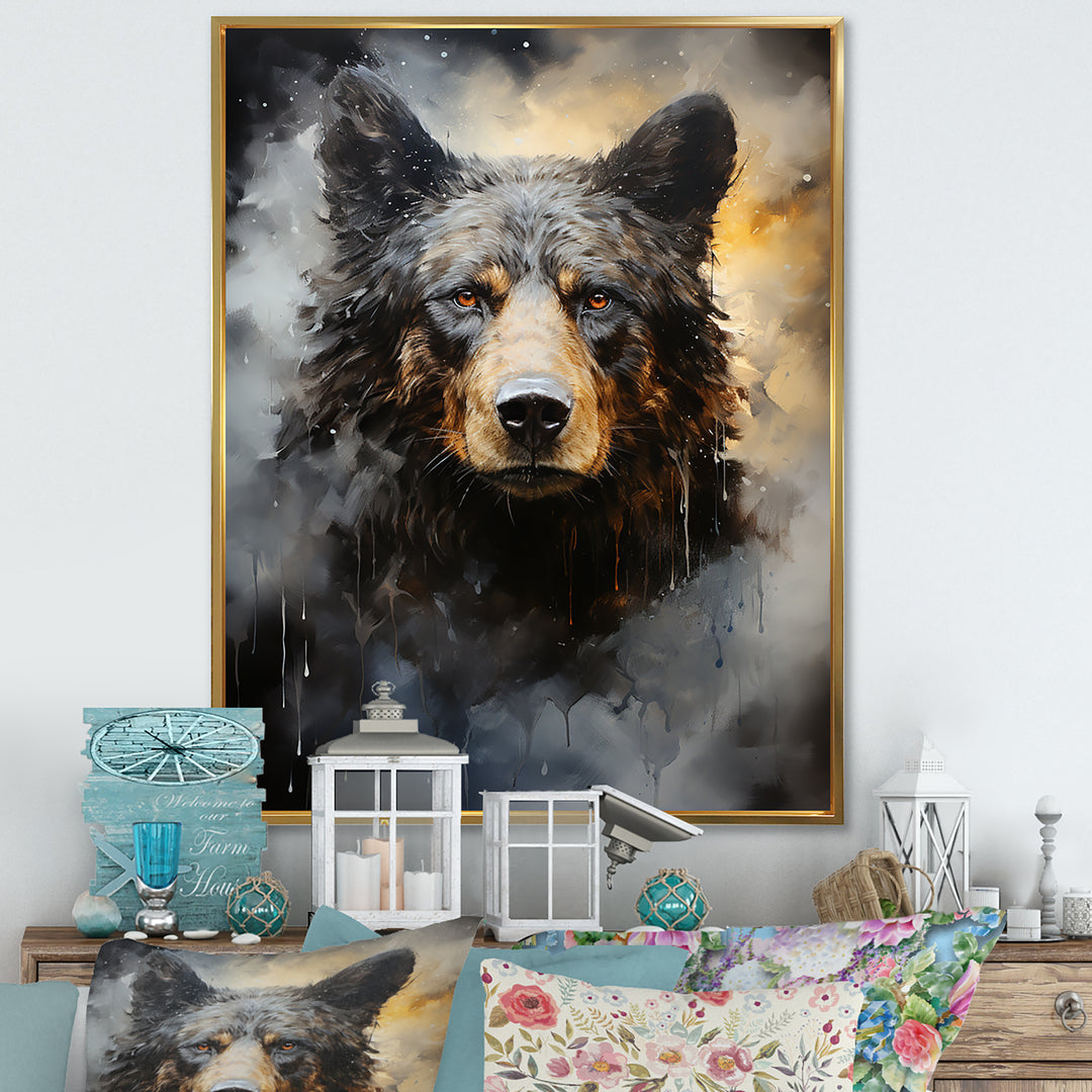 A Noir Bear On Dramatic Shadow - Bear Wall Decor