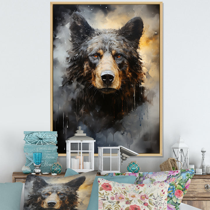 A Noir Bear On Dramatic Shadow - Bear Wall Decor