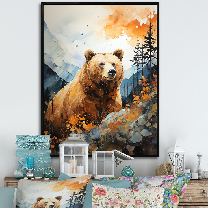 Portrait Of A Bear On Mountain Cliff - Bear Wall Art Prints