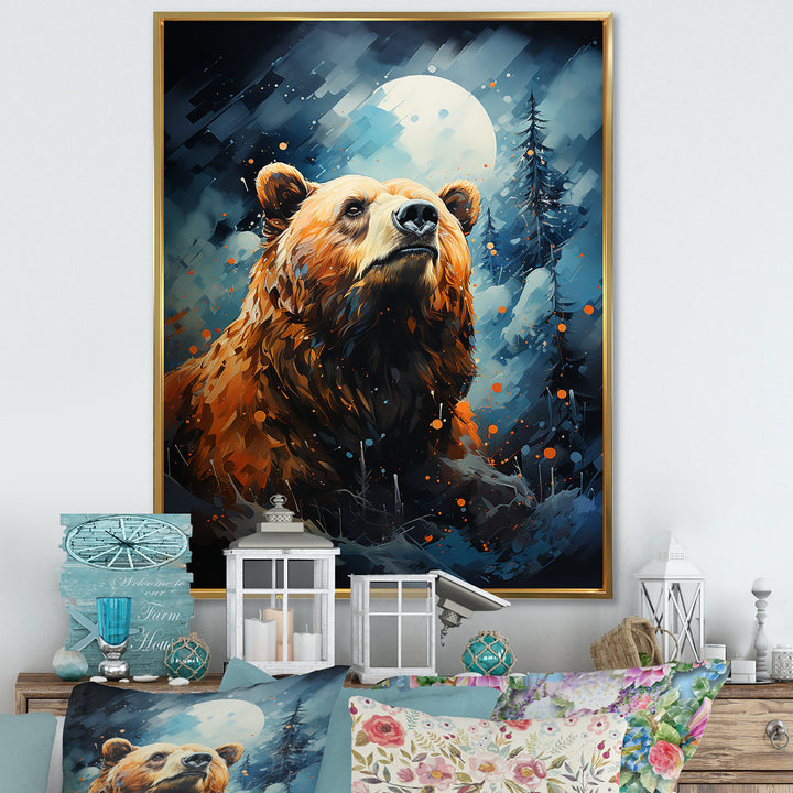 Portrait Of A Moonlight Bear On Mountain - Bear Wall Art Prints
