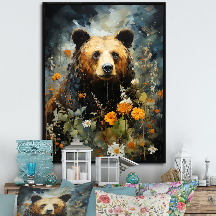 Portrait Of A Bear On Mountain - Brown Bear Wall Art