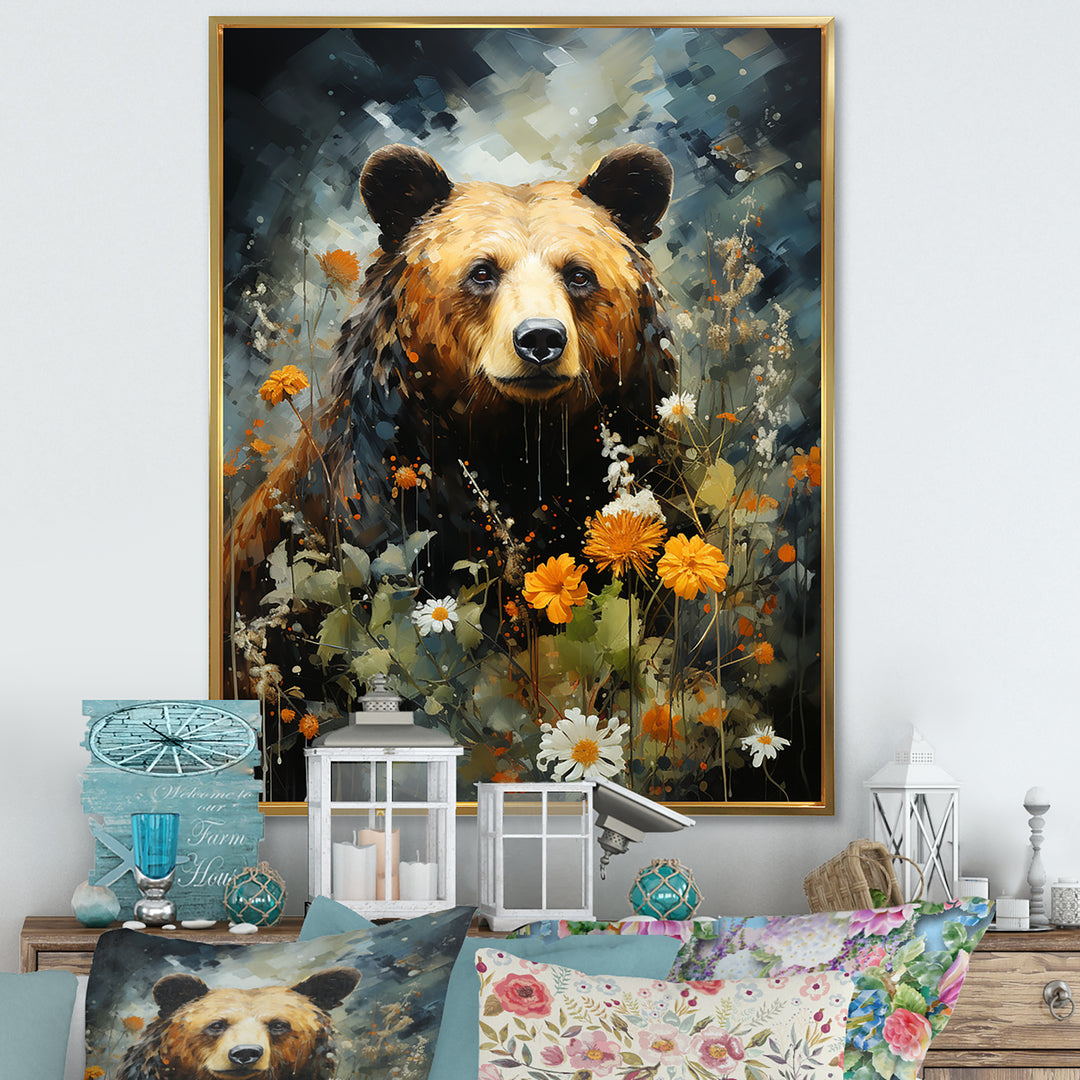 Portrait Of A Bear On Mountain - Brown Bear Wall Art