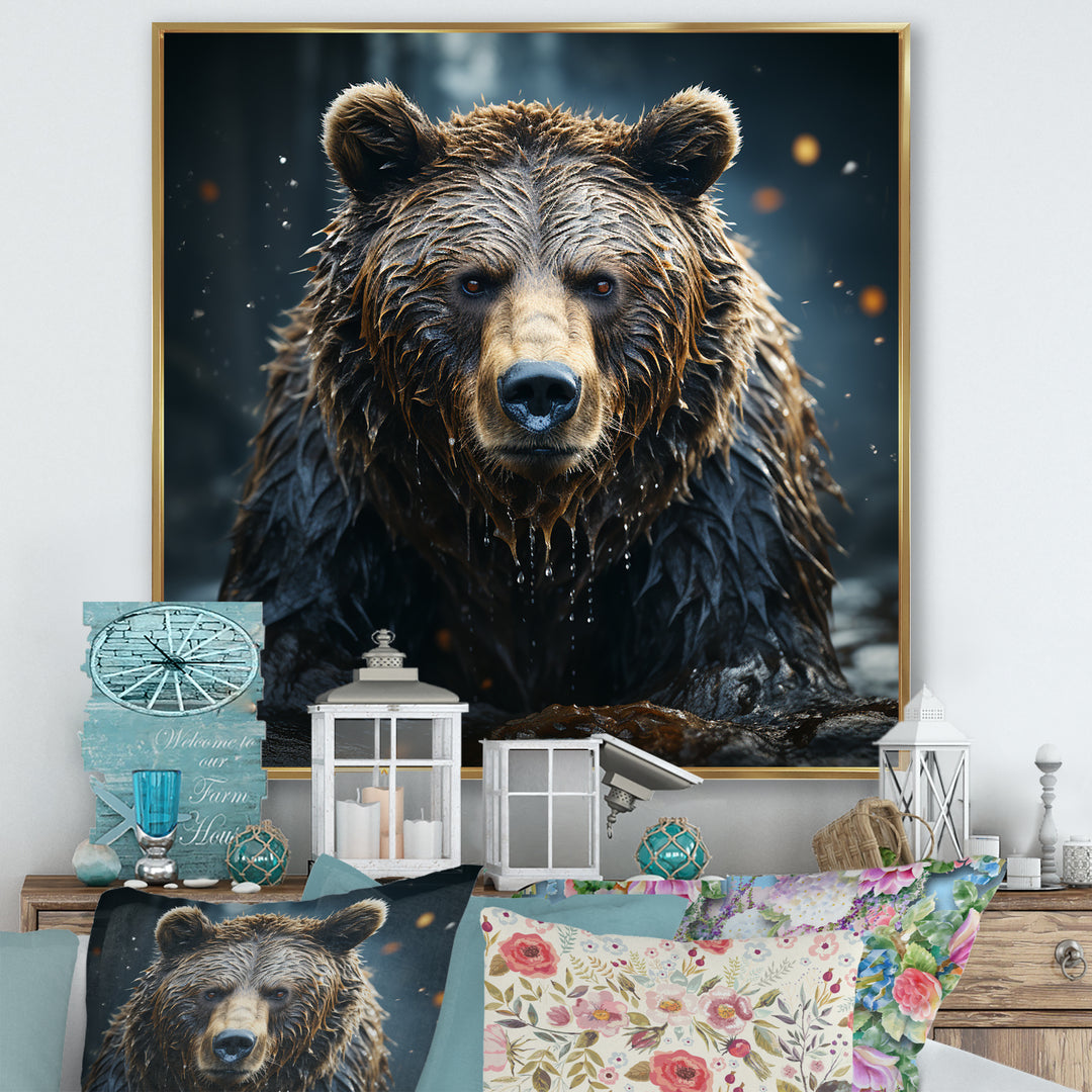 Expressionist Portrayal Of A Grizzly Bear - Bear Framed Canvas Art