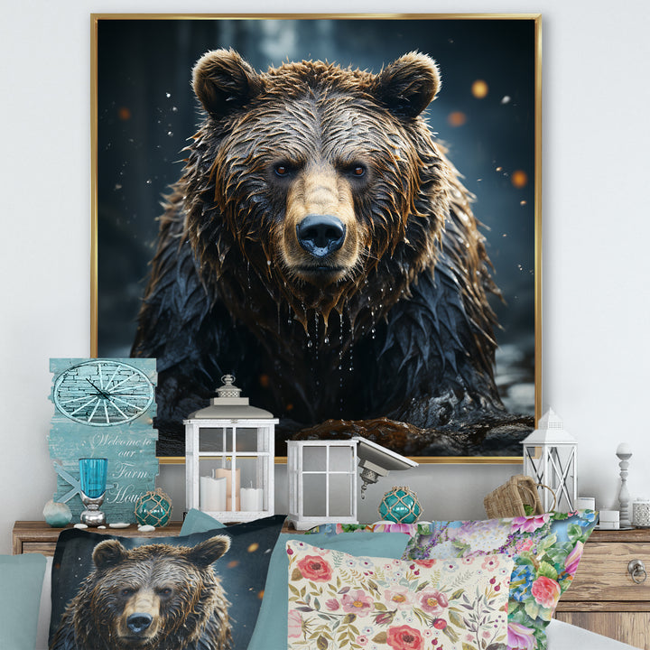 Expressionist Portrayal Of A Grizzly Bear - Bear Framed Canvas Art