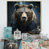 Expressionist Portrayal Of A Grizzly Bear - Bear Framed Canvas Art
