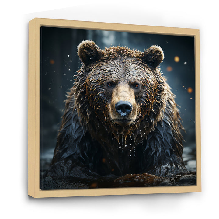 Expressionist Portrayal Of A Grizzly Bear - Bear Framed Canvas Art