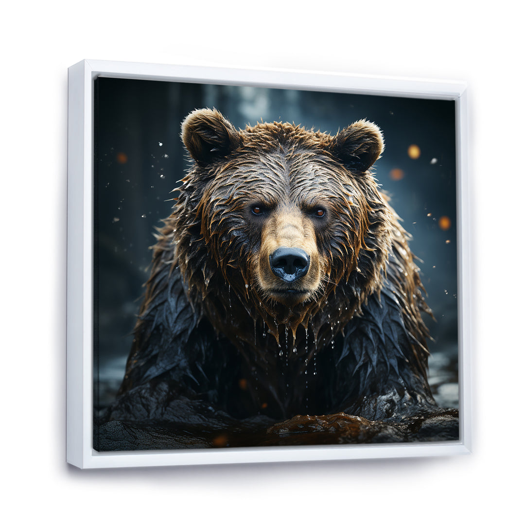 Expressionist Portrayal Of A Grizzly Bear - Bear Framed Canvas Art