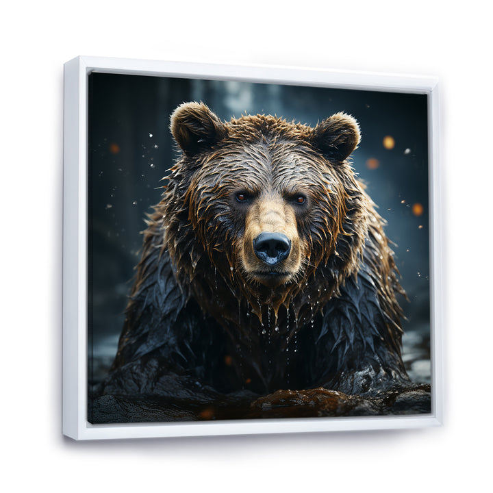Expressionist Portrayal Of A Grizzly Bear - Bear Framed Canvas Art