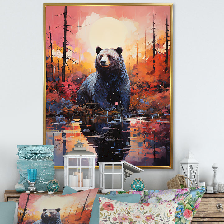 A Bear In A Dreamy Retreat - Bear Living Room Wall Art