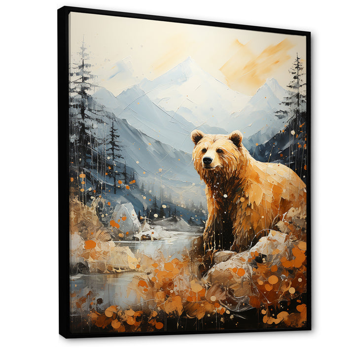 Majestic Mountain And Bear - Bear Canvas Wall Art
