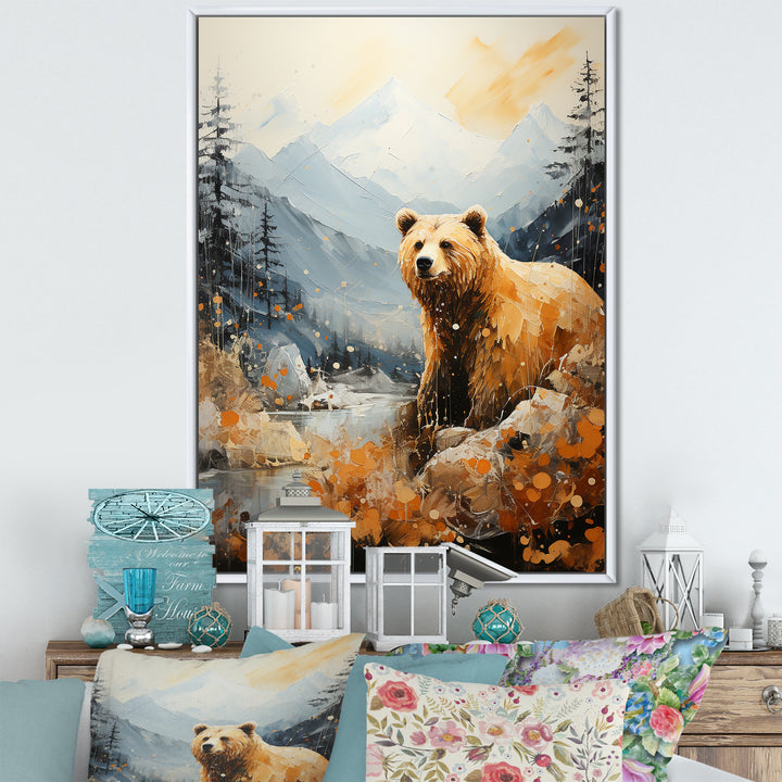 Majestic Mountain And Bear - Bear Canvas Wall Art