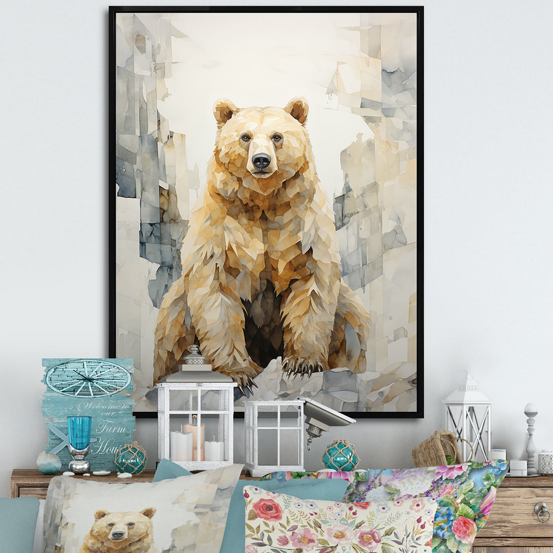 Minimalism Bear In Ice Art - Bear Wall Art Prints