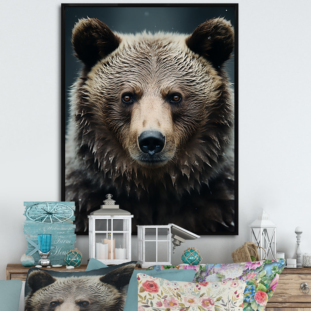 Minimalist Grizzly Bear Essence - Brown Bear Wall Art