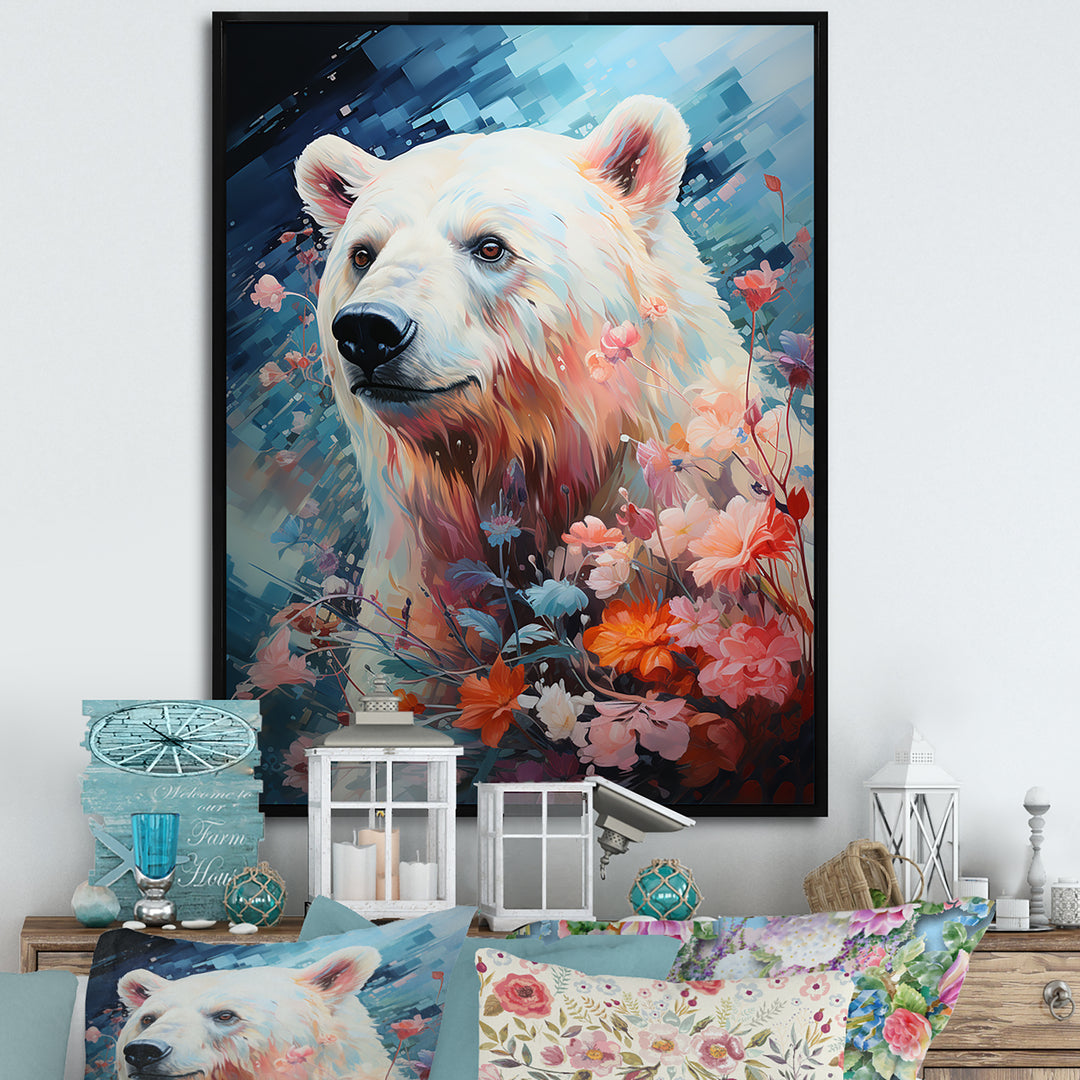 Pastel Polar Bear Serenity - Bear Framed Canvas Art