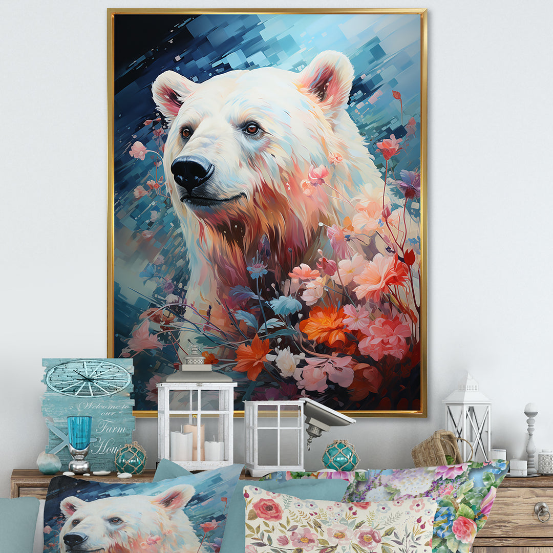 Pastel Polar Bear Serenity - Bear Framed Canvas Art