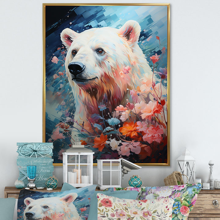 Pastel Polar Bear Serenity - Bear Framed Canvas Art
