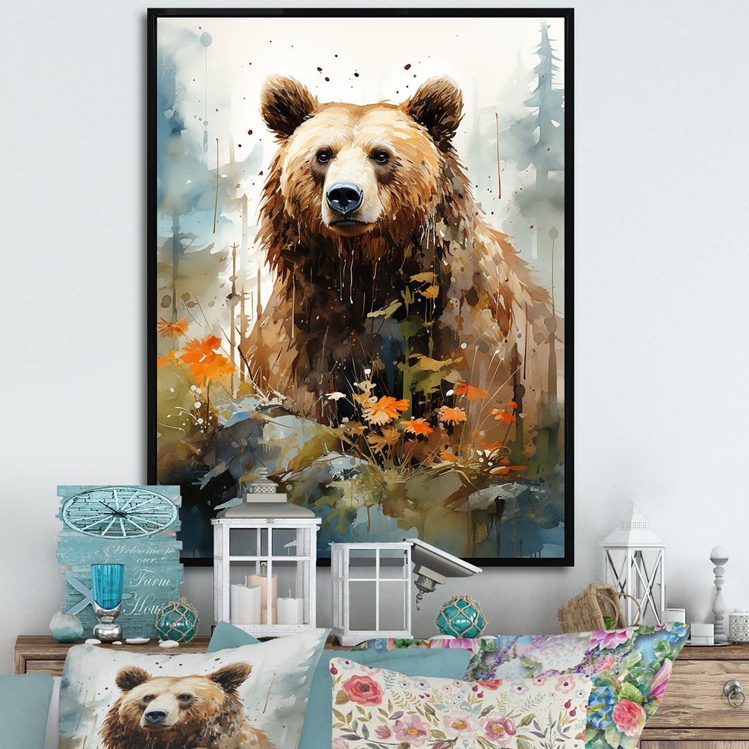 Watercolor Of Grizzly Bear In Its Haven - Bear Wall Decor