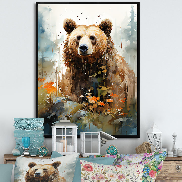 Watercolor Of Grizzly Bear In Its Haven - Bear Wall Decor