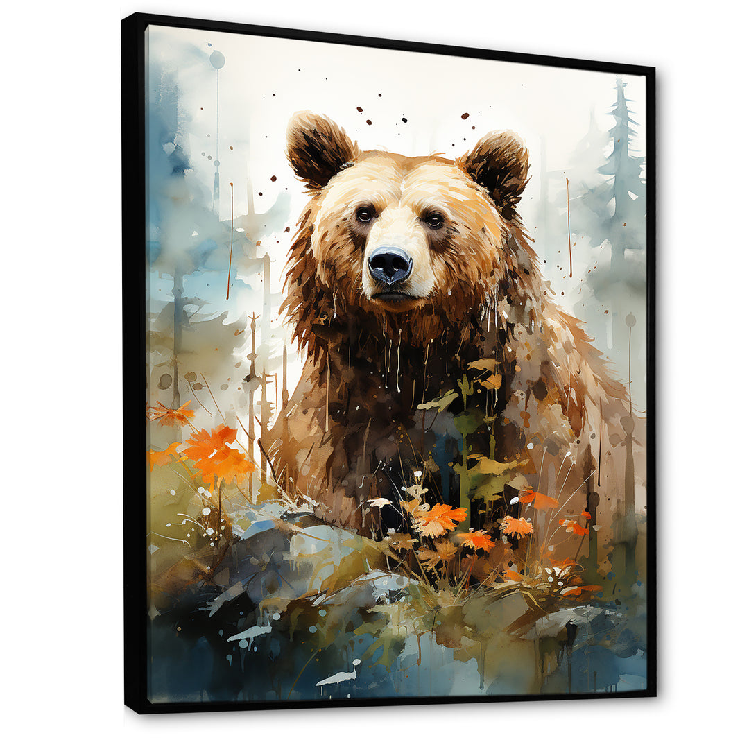 Watercolor Of Grizzly Bear In Its Haven - Bear Wall Decor