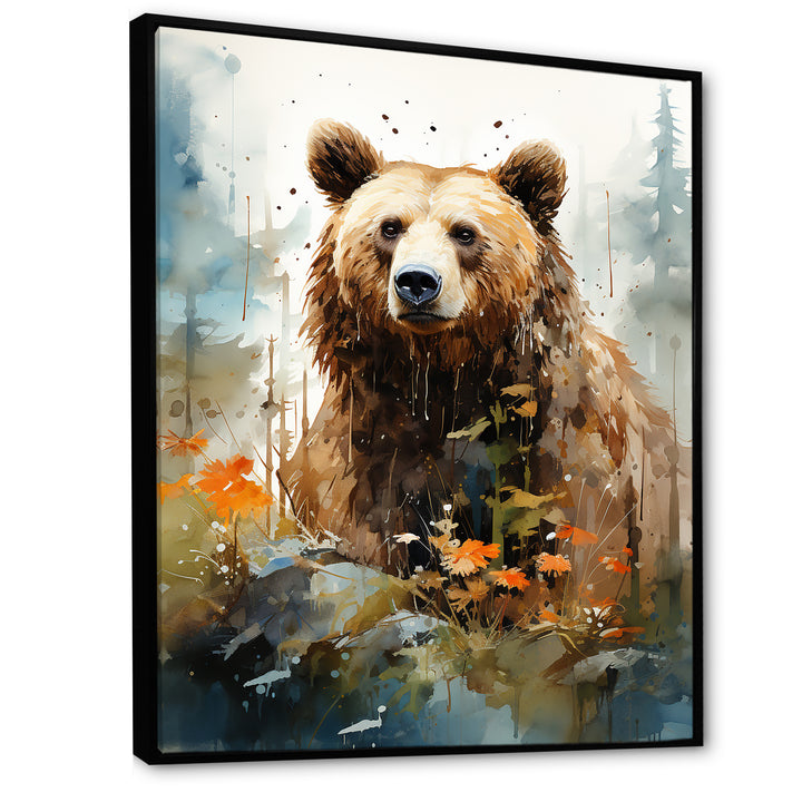 Watercolor Of Grizzly Bear In Its Haven - Bear Wall Decor