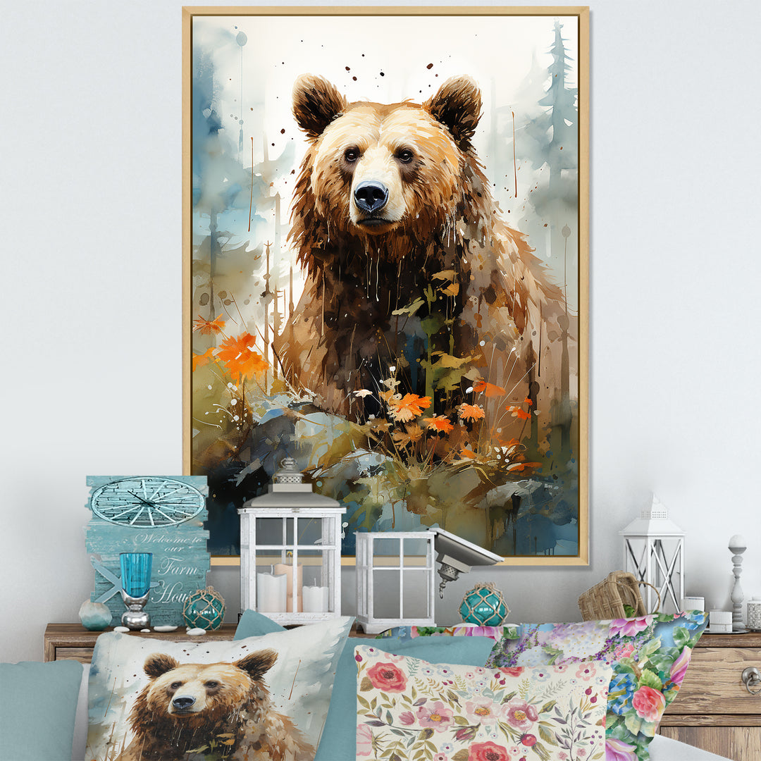 Watercolor Of Grizzly Bear In Its Haven - Bear Wall Decor