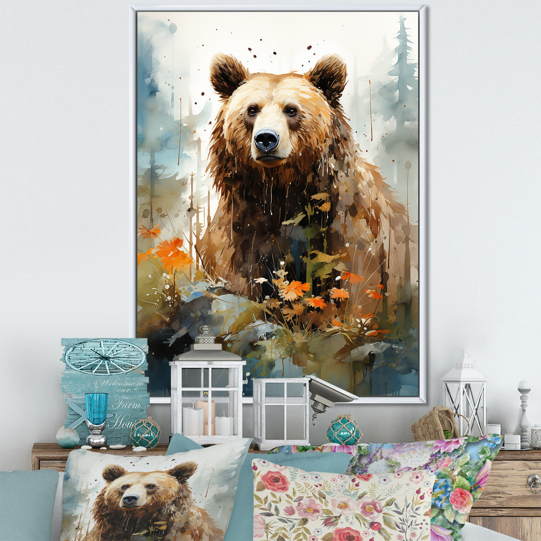 Watercolor Of Grizzly Bear In Its Haven - Bear Wall Decor