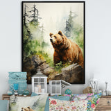 Watercolor Grizzly Bear In Its Haven - Bear Wall Art Prints
