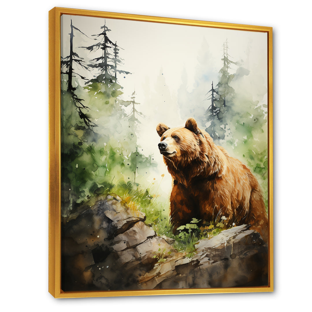 Watercolor Grizzly Bear In Its Haven - Bear Wall Art Prints
