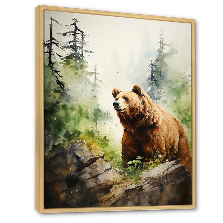 Watercolor Grizzly Bear In Its Haven - Bear Wall Art Prints