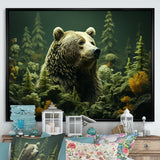 Whimsical Grizzly Bears In Forest - Bear Wall Art Prints