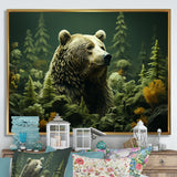 Whimsical Grizzly Bears In Forest - Bear Wall Art Prints