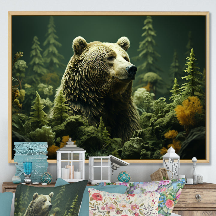 Whimsical Grizzly Bears In Forest - Bear Wall Art Prints