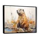 Minimalism Brown Beaver - Beaver Framed Canvas Art