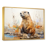 Minimalism Brown Beaver - Beaver Framed Canvas Art
