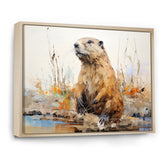 Minimalism Brown Beaver - Beaver Framed Canvas Art