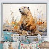 Minimalism Brown Beaver - Beaver Framed Canvas Art