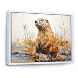 Minimalism Brown Beaver - Beaver Framed Canvas Art