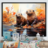Portrait Of Beavers Habitat - Beaver Living Room Wall Art