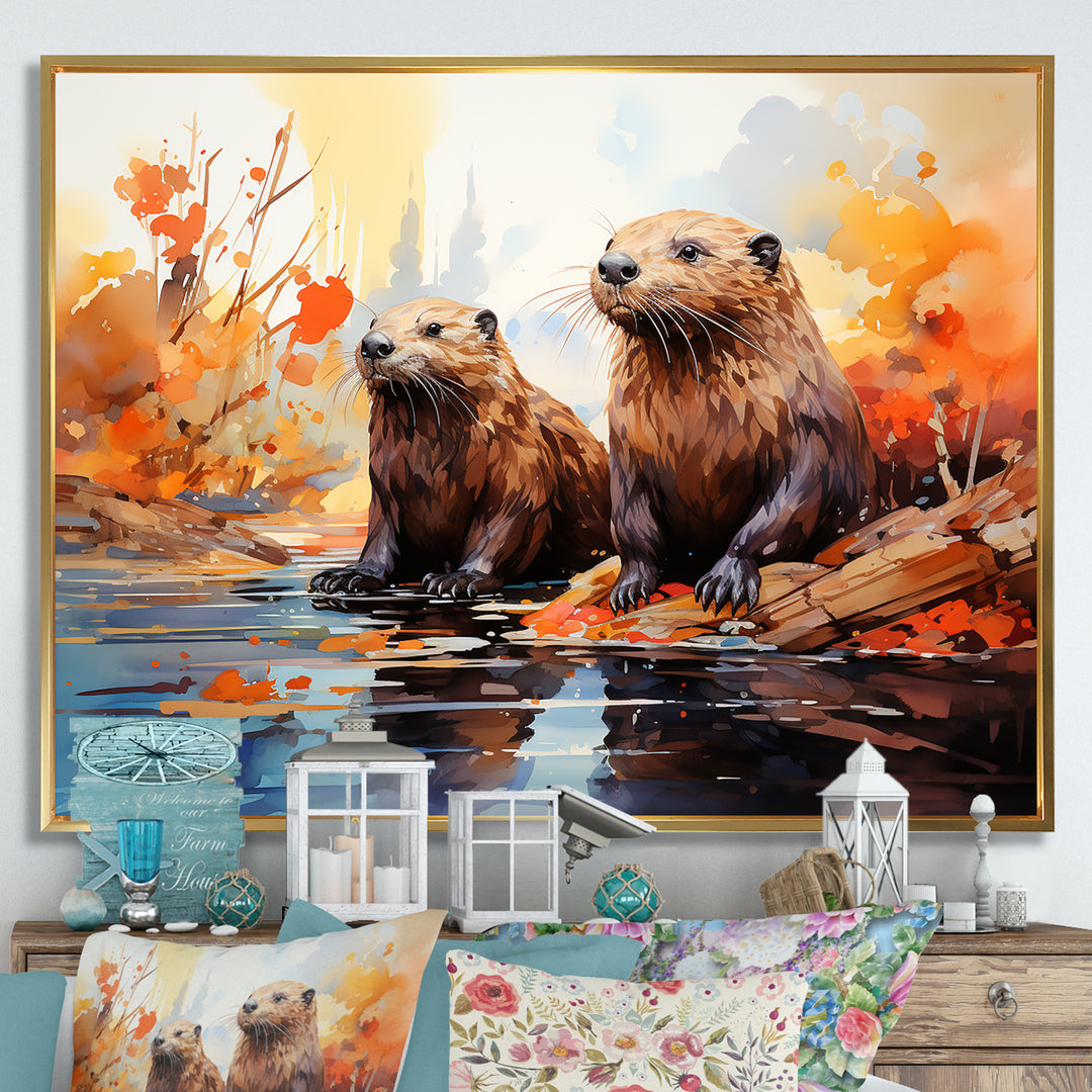 Portrait Of Beavers Habitat - Beaver Living Room Wall Art