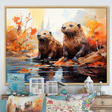 Portrait Of Beavers Habitat - Beaver Living Room Wall Art