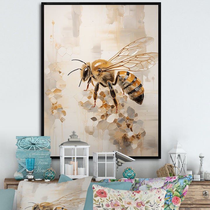 Minimalism Buzzing Bee - Bee Canvas Wall Art