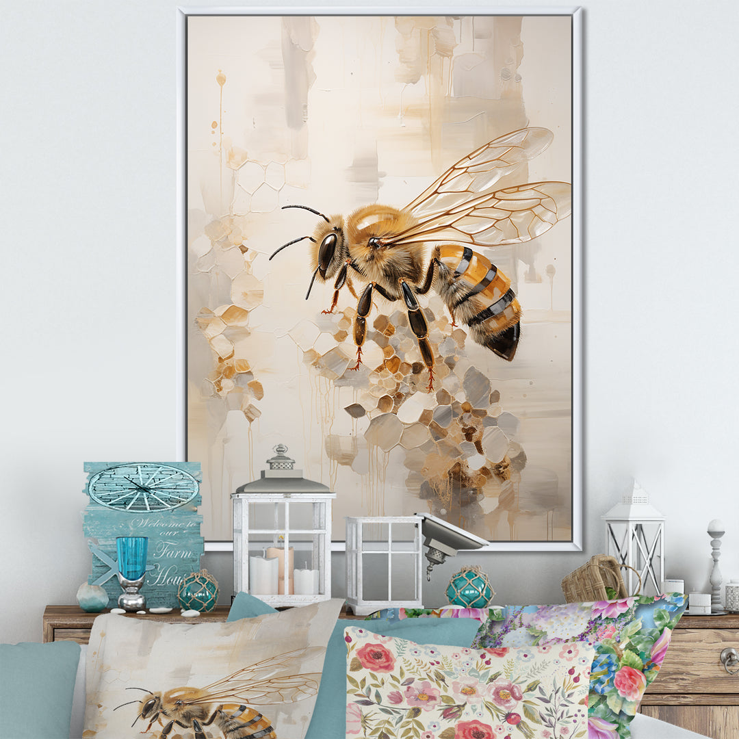 Minimalism Buzzing Bee - Bee Canvas Wall Art