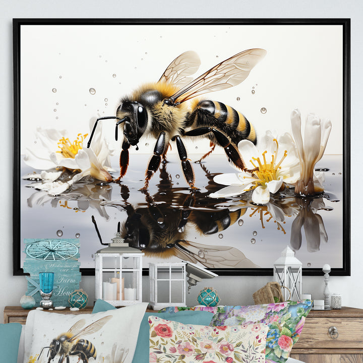 Minimalism Bee Reflection On Water - Bee Wall Decor