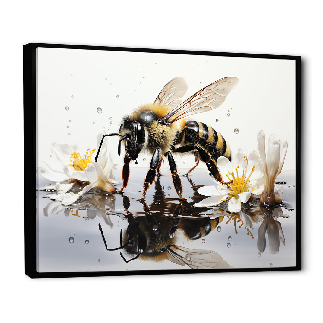 Minimalism Bee Reflection On Water - Bee Wall Decor