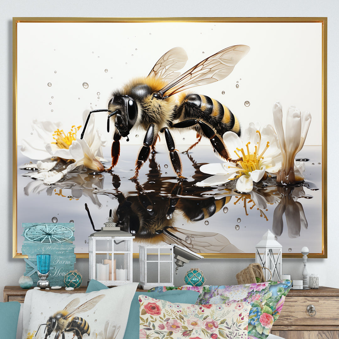Minimalism Bee Reflection On Water - Bee Wall Decor