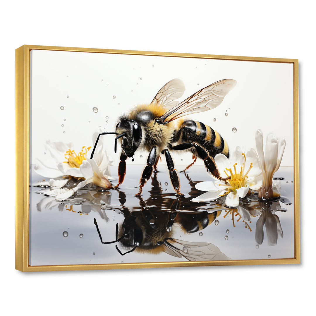 Minimalism Bee Reflection On Water - Bee Wall Decor