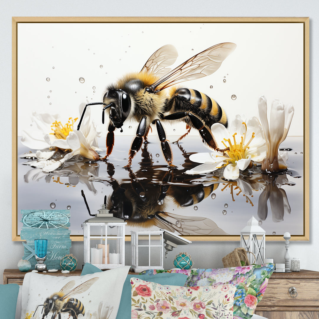 Minimalism Bee Reflection On Water - Bee Wall Decor