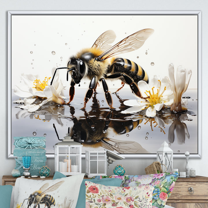 Minimalism Bee Reflection On Water - Bee Wall Decor